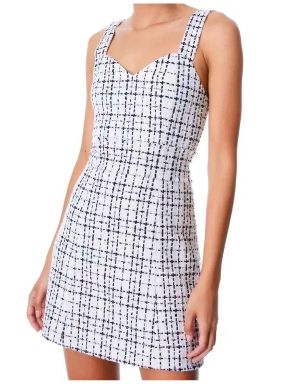 Alice + Olivia Decker Tweed black and white mini dress